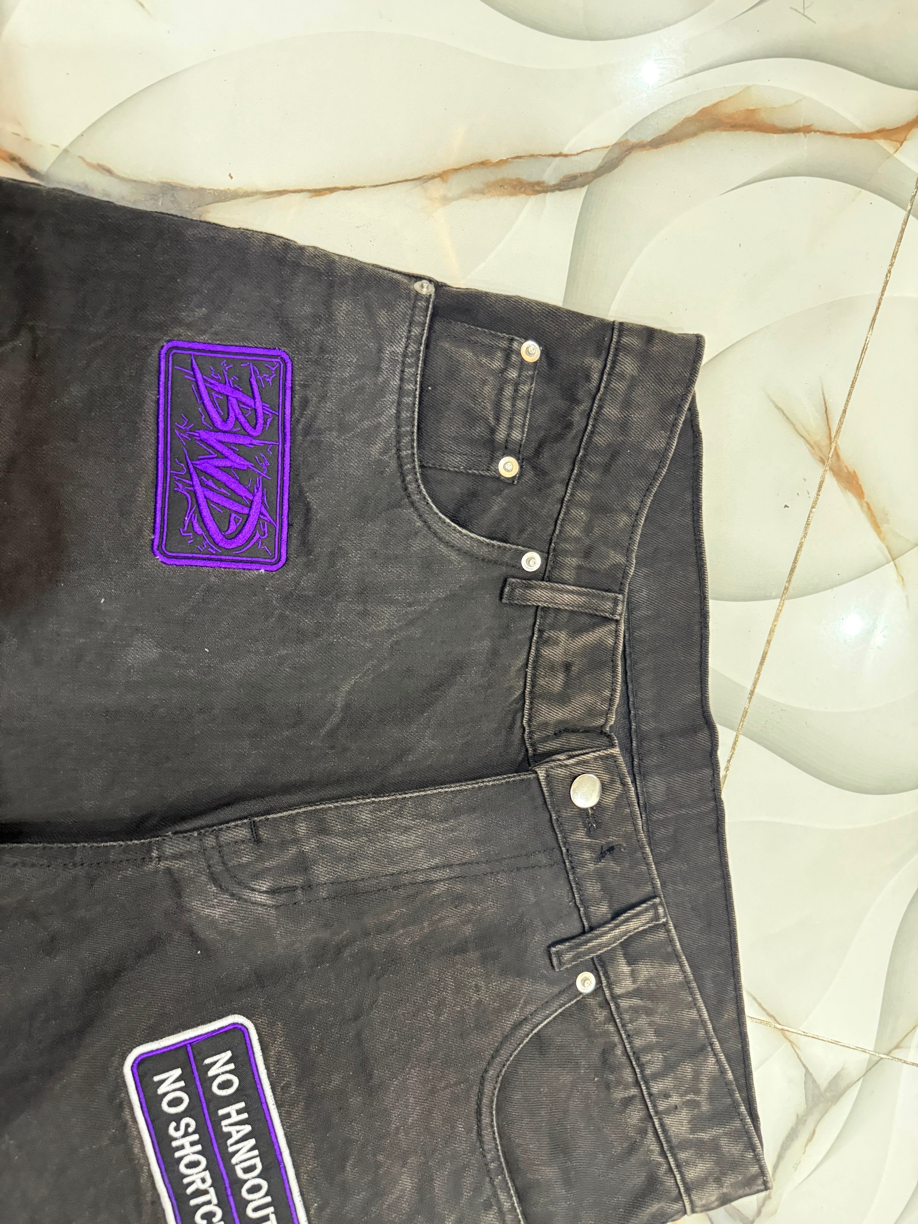 No Handouts Denim Jorts