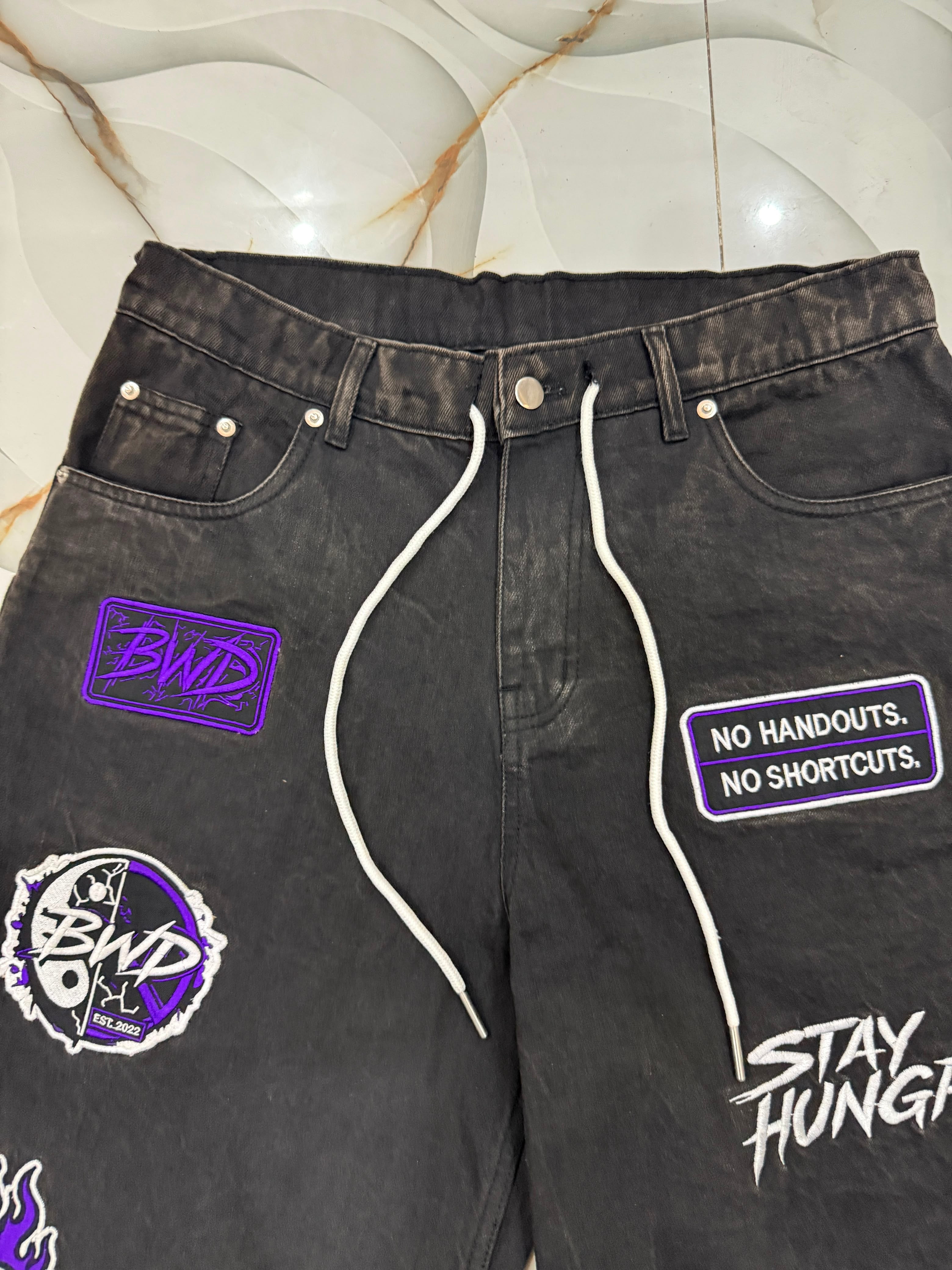 No Handouts Denim Jorts