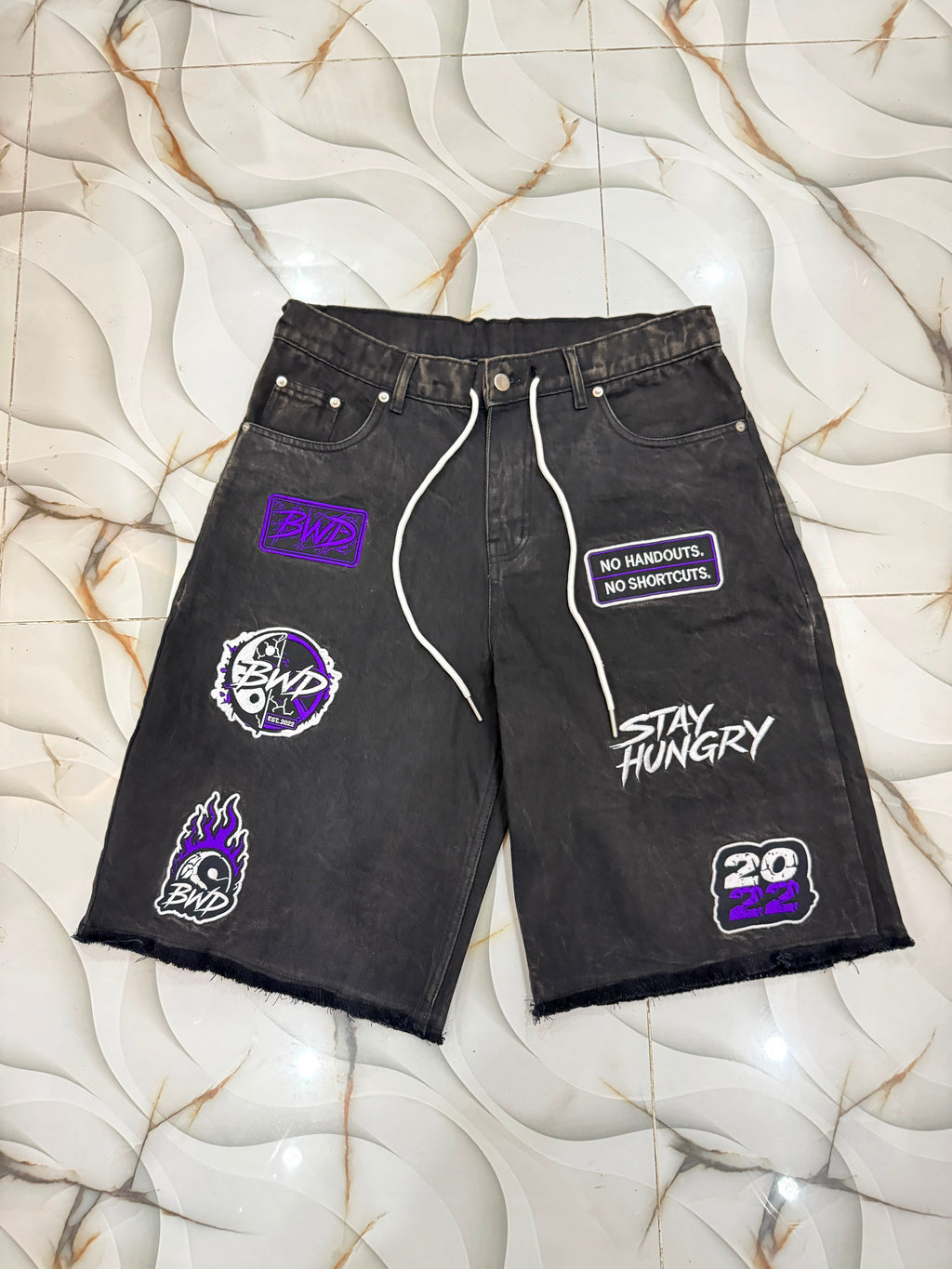 No Handouts Denim Jorts