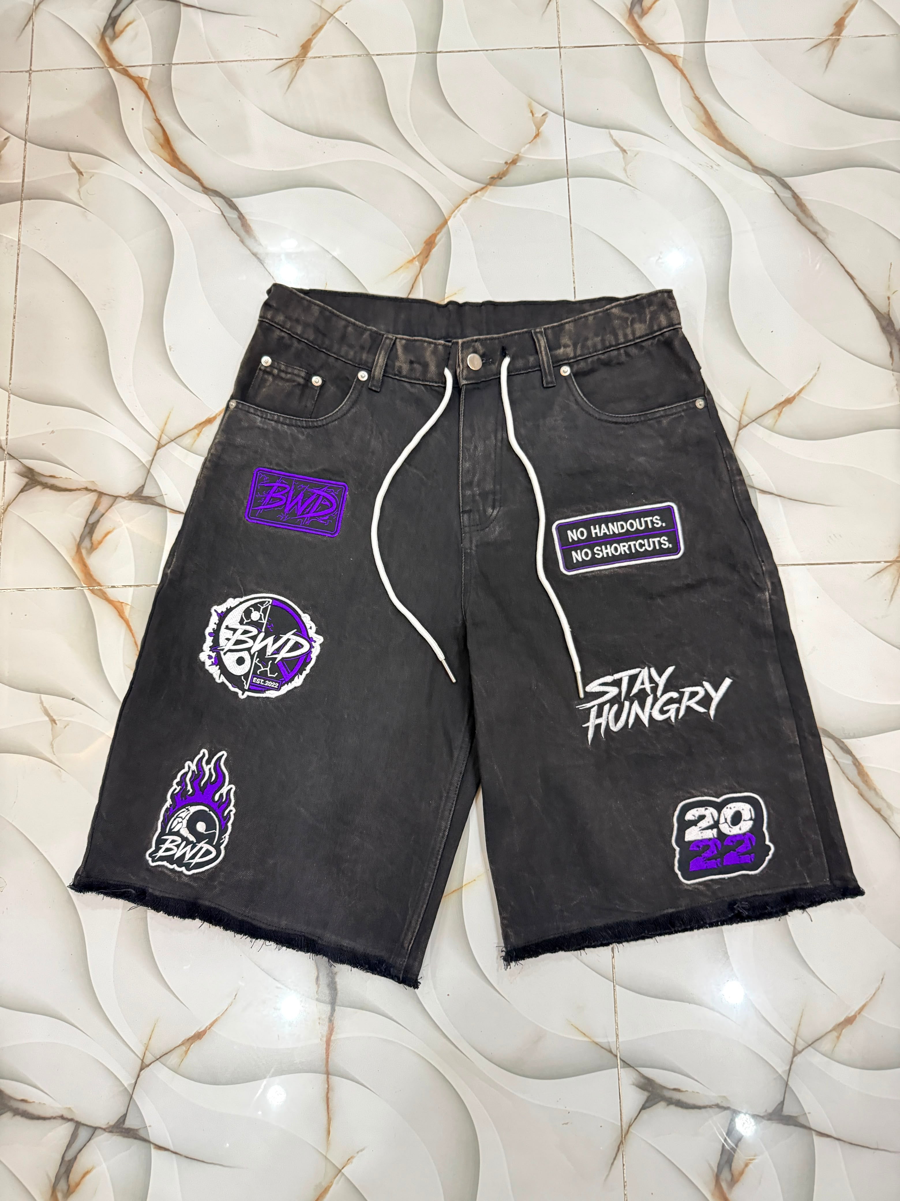 No Handouts Denim Jorts