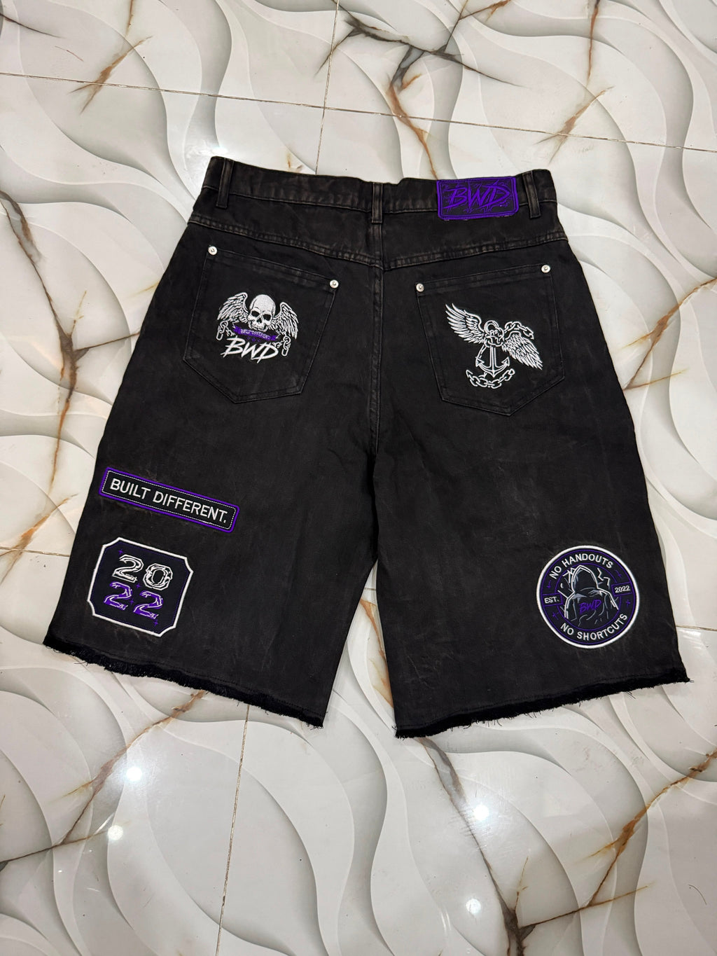 No Handouts Denim Jorts